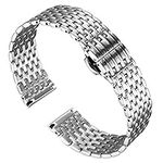 BINLUN Ultra Thin Mesh Stainless Steel Watch Band Light Watch Strap Polished Watch Bracelets Replacement 12mm/14mm/16mm/18mm/20mm/22mm for Men Women with Butterfly Buckle