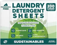 Sudstainables Eco Friendly Laundry Detergent Sheets - 200 Count, Unscented, Plastic Free, Zero Waste, Ultra Cleaning Strength, Sensitive Skin Safe, Saves Space