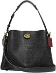 COACH Polished Pebble Leather Willow Shoulder Bag, B4/Black, One Size