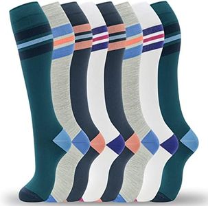 fenglaoda 8 Pairs Compression Socks for Men & Women 20-30 mmHg Knee High Nurse Pregnant Running Medical and Travel Athletic