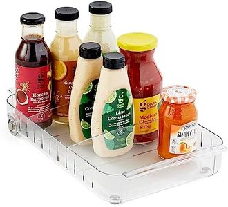 YouCopia RollOut Fridge Caddy BPA-Free Clear Rolling Refrigerator Organizer Bin with Adjustable Dividers and Handles, 9" Wide