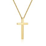 Cross Necklaces for Men Stainless Steel Necklace Faith Religious Minimalist Baptism Jewelry Prayer Gifts, Chain:20 inches Cross Pendant 1.9" *1.1", Stainless Steel, No Gemstone