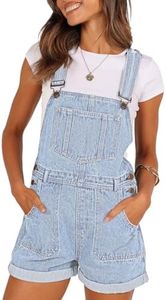 Pink Queen Denim Bib Short Overalls Casual Loose Adjustable Straps Wide Legs High Waisted Shorts Jean Shortalls Rompers for Women Streetwear Outfits Light Blue XL