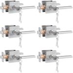 HOSOM 6 Pack Exterior Door Handle, Entry Door Handle with Lock and Key, Commercial and Residential Area, Interior Modern Entrance Door Lever Heavy Duty Door Lock for Front Door, Satin Nickel