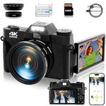 SMARTKLIK Vlogging Camera,4K 48Mp Digital Camera For Photography,16X Digital Zoom,Vlogging Camera For Youtube With180 Degree Flip Screen,Wide Angle Lens,2 Batteries And 64Gb Micro Sd Card(Black)