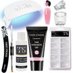 Poly Nail Gel Extension Kit for UV Nail Art, Extension Set (8in1) - Needs 2-3 Time Practice (SSD KIT) (Pink)