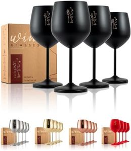 Gusto Nostro Stainless Steel Wine Glass - 18 oz - Unbreakable Black Wine Glasses for Travel, Camping and Pool - Fancy, Unique and Cool Portable Metal Wine Glass for Outdoor Events, Picnics (Set of 4)