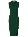 GRACE KARIN Ladies Wrap Dark Green Dress Sleeveless Office Professinal Work Dress for Evening Party Cocktail Formal Occasion Dark Green 12