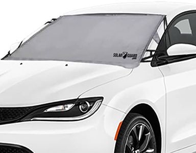 SolarGuard Plus Sunshade for Car Windshield - Reflective Car Shades for Windshield, Blocks Damaging UV Rays - For Use on Front Window Exterior, Includes Security Flaps - Silver, Standard Size