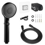 RV Shower Head with Hose, High Pressure Shower Head with Handheld On Off Switch, Travel Trailer, Motorhome and Boat and Camper Must Have RV Accessories Replacement Part, Matte Black