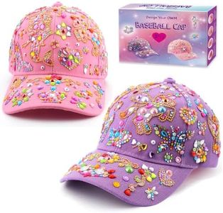 JGJGJG Decorate Your Own Baseball Cap Kits,DIY 2 PCS Baseball Hat,Gem Diamond Painting Crafts Kit Suit 4-10 Age,Fun Arts and Crafts Gifts Toys for Girls Birthday Christmas