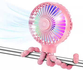 Ventilateur de poussette, ventilateur de table personnel avec conception de trépied flexible, ventilateur rechargeable USB avec lumières LED, Convient pour bébé, bureau, voiture, camping(rose)
