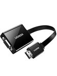 UGREEN HDMI to VGA Adapter, Male to Female 1080P Active HDMI to VGA Converter with Audio Output and Micro USB Charging compatible with Chromebook, PC, Laptop, Ultra book, Xbox (Black)