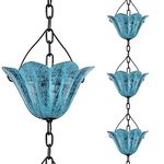 Adorafur Rain Chain for Gutter Downspout Substitution Decorative Garden Metal Blue Tulip Rainwater Diverter Outdoor Home Decor 8-1/2 Feet