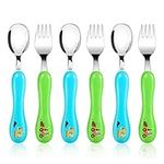 Lehoo Castle Toddler Cutlery Spoon and Forks, 6pcs Stainless Steel Dinosaurs Toddler Utensils Set, Toddler Spoons Forks Self Feeding Incudes 3 x Spoons, 3 x Forks