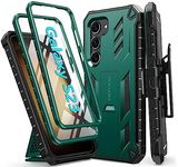 FNTCASE for Samsung Galaxy S23 Case: Military Grade Drop Proof Cell Phone Cover with Kickstand & Holster | Rugged Shockproof TPU Protective Matte Textured Tough 5G Mobile Phone Bumper - Green