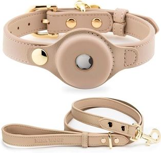 NINA WOOF Cupertino Dog Collars, Harnesses & Leashes Made from Vegan Leather Medium & Leather Dog Leash - Cupertino - Slim Leash Beige 4ft