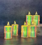 SATYAM KRAFT 6 Pcs Flameless and Smokeless Decorative Multicolour Acrylic Candles Led Tea Light Candle Perfect for Home Decor,Gifting,Festival Decoration (7.9) (Large)