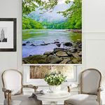 Kayra Decor Printed Blackout Roller Blinds for Windows UV Protection, Waterproof, Room Darkening, Corded Roll Up Designer Blinds for Smart Home Office, (Customized Size, Beautiful Nature)