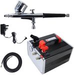 Voilamart Dual-Action Airbrush Kit, Upgraded 50PSI Airbrush Kit with Compressor for Painting, Portable Air Spray Gun for Nail Tattoo Cake Decoration Model Makeup Craft Art(Black)