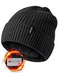 30% Merino Wool Beanie Hats for Men and Women, Thick Thermal Lined Winter Skull Caps