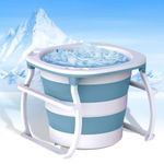 Hapyvergo Portable Folding Bathtub Adult Large Foldable Tub XXL, Ice Bath Barrel For Athletes Cold Plunge, Hot Bath Tub for Home Sauna with Bath Stool & Massage Rollers & Thermal Cover