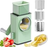 Meshify Multifunctional Vegetable Roller Cutter, Manual Vegetable Cutter Grater Slicer with Handle 3 in 1 Stainless Steel Blades Cutter for Cheese, Vegetable, Nuts, Fruits