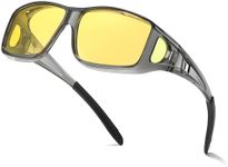 Myiaur Night Driving Over Glasses for Men Women Polarised Anti Glare Headlight Glasses & Full Wrap-Around Frame for Nighttime/Rainy