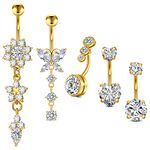 VCMART Gold Belly Button Ring Surgical Steel Belly Button Rings Diamond Belly Rings for Women Navel Rings Navel Piercing Jewelry Gold Belly Button Piercing Jewelry