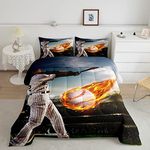 Castle Fairy 3D Baseball Print Comforter Set for Boys Girls Kids Teens,3-Pieces Baseball Player Bedding Comforter Full Size,Sports Gaming Quilt Set with 2 Pillowcases