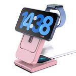 Wireless Charger for Mag Safe Charging Station, 3 in 1 Apple Charging Station for iPhone 16 Pro Max, AirP od Pro 3/2, Foldable iPhone Charging Station for iWatch Series (Pink)