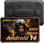 Blackview 2.4k 10.36 inch Rugged Tablet, 22000mAh Octa-core Tablet, 24GB RAM+256GB ROM+1TB Expand Android 14 Tablet, 48MP+16MP Camera Waterproof Tablet, 4G LTE/5G WiFi, BT 5.0/OTG/GPS-Orange