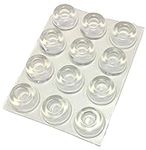 Small Clear Door Knob Bumpers (Set of 12) - Made in USA - Self-adhesive Door Stoppers Wall Protectors Rubber Feet for Speakers, Electronics, Furniture