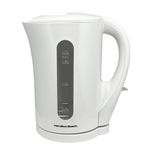 Hamilton Beach Essential Plastic Kettle, 1.7L, Boil Dry Protection, Detachable Filter, Ergonomic Design, Pull Lid, Makes 7 Cups, Auto Shut Off, Water Level Window - HB1107W, White