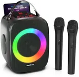 MASINGO Karaoke Machine for Kids and Adults with 2 Wireless Bluetooth Microphones, Portable 3D Sound Speaker with Colorful LED Lights, Supports TF Card/USB, AUX in, FM, TWS for Home Party, Cantando C2