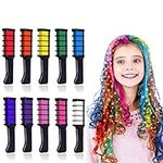 Kalolary 10 Colors Hair Chalk for Girls Kids, Temporary Bright Hair Color Dye for Girls Age 4 5 6 7 8 9 10+, Washable Hair Chalk Comb for Valentine's Day Party Cosplay DIY