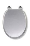 Croydex Flexi-Fix Silver Quartz Toilet Seat - Always Fits, Never Slips Adjustable Hinges, Fits Hinge Centres from 110-200mm, Top & Bottom Fix, All Fittings Included No Tools Required, 44.5 x 38 x 6 cm