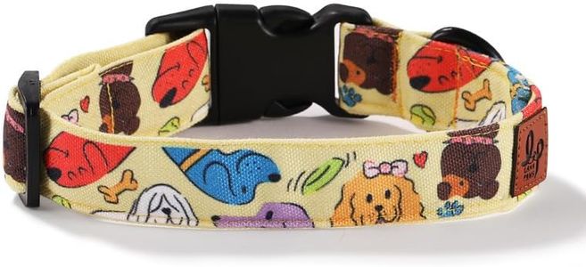 Lana Paws Butter Pups Yellow Skin-Friendly, Fabric Dog Collar Belt, Medium, Adult Indies, Beagles, Cocker Spaniels & Similar
