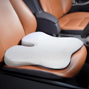 CUSHIO Car Wedge Seat Cushion | Ergonomic Memory Foam Cushion for Tailbone & Lower Back Support | Coccyx Cushion with Non-Slip Base (Upto 120KG, Mesh Grey)