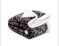 BROOKLYN + JAX Sherpa Fleece Throw Blanket Reversible Super Soft Luxurious Cozy Plush (Double - 150 x 200 cm, Camo Black)