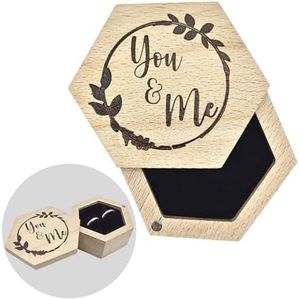 MaxxPatt Porta alianzas boda. Caja de madera para anillos de compromiso. Cajita original vintage como porta alianzas para dos anillos en una boda. Pedida mano.
