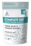 PURICA Complete 360 Organic Mushroom Blend Supplement - Reishi, Lions Mane, Chaga, Shiitake, Maitake, Cordyceps, Turkey Tail, Sun Mushroom and Ashwagandha - 1kg