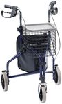 Drive Devilbiss Steel Tri-Walker with Vinyl Bag and Basket and Tray, Blue