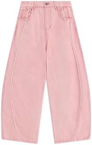 Aelfric Eden Wide Leg Jeans Mid Waist Baggy Barrel Jeans Streetwear Straight Denim Y2k Pants Unisex Pink 26