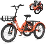 NAIZEA Electric Trike, 20'' Fat Tire Electric Tricycle for Adults, 48V 500W Folding Electric Bike, 3 Wheels Electric Bikes for Adults, Electric Tricycle, Motorized Ebike, Battery Ebike