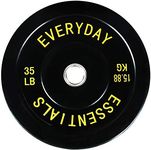 Signature Fitness 2" Olympic Bumper Plate Weight Plates with Steel Hub, 35LB, Single, Black