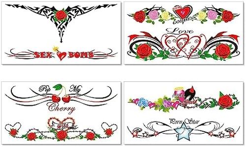 Sexy Temporary Tattoos for Women Ladies - Adult Fun for Lower Back Legs Arms Stomach Naughty