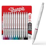 Sharpie S-Gel Pens, Fashion Barrel Gel Pens, Pearl White Body, Medium (0.7mm) Point, Bold Ink Colors, 12 Count