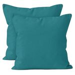 Encasa Homes Cushion Covers 2pc set (40 x 40 cm) - Azul Blue - Solid Dyed Cotton Canvas, Decorative Large Square Colourful Washable Throw Pillow Cases for Living Room, Sofa, Bedroom, Home & Hotel