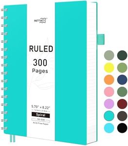 RETTACY Spiral Notebook - A5 College Ruled Notebook with 300 Pages, Notebook Journal for School, Work, Writing, 100 GSM Premium Acid-Free Paper, Twin-Wire Binding, 5.7" × 8.22" (Tiffani Blue)